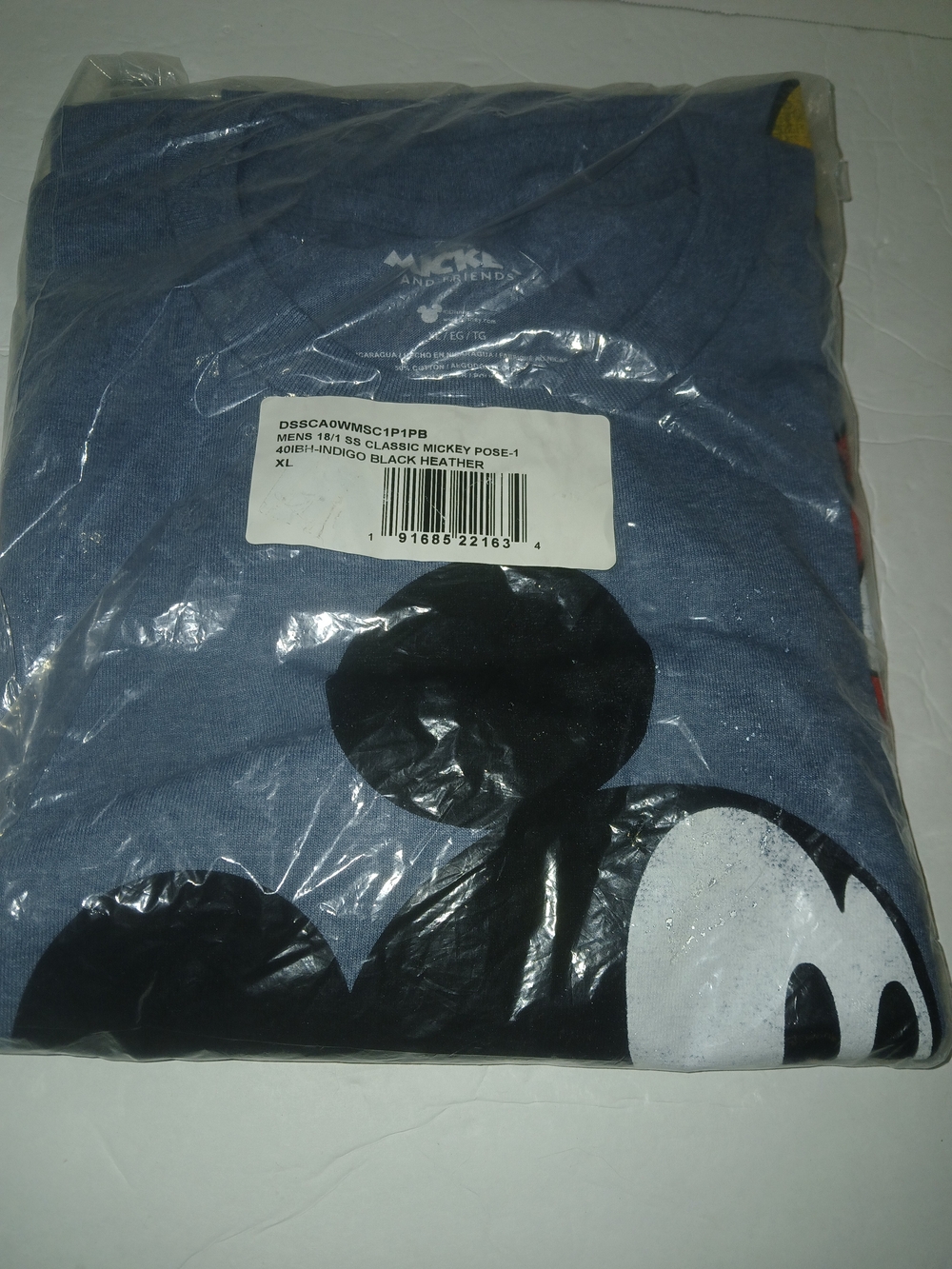 Disney Men's Indigo Heather Mickey Mouse Short Sleeve Tee